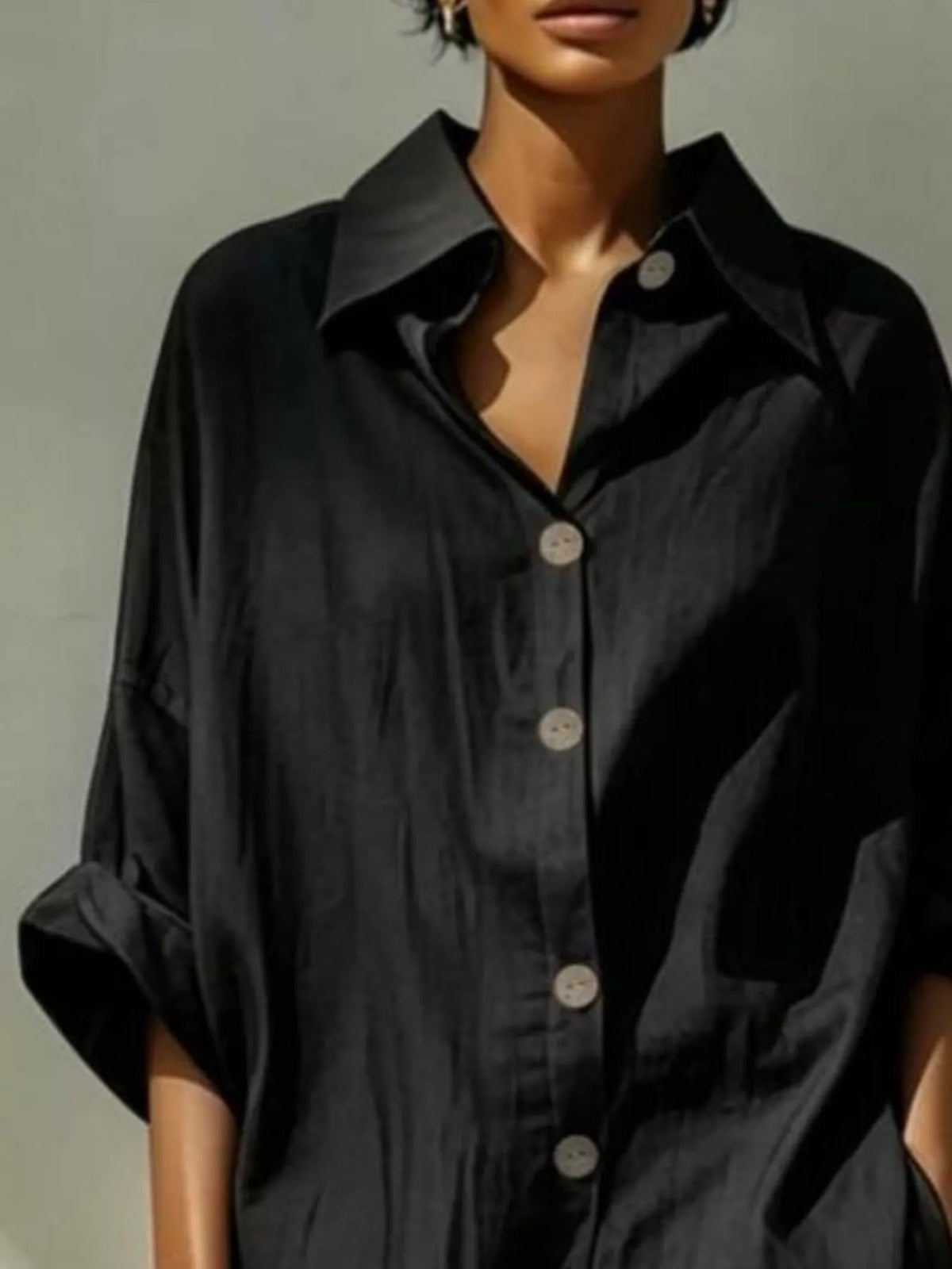 Black button-down shirt dress
