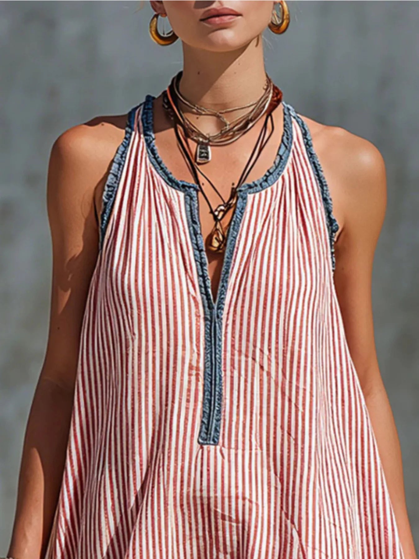 Trendsi Striped Ruffle Hem Mini Dress -