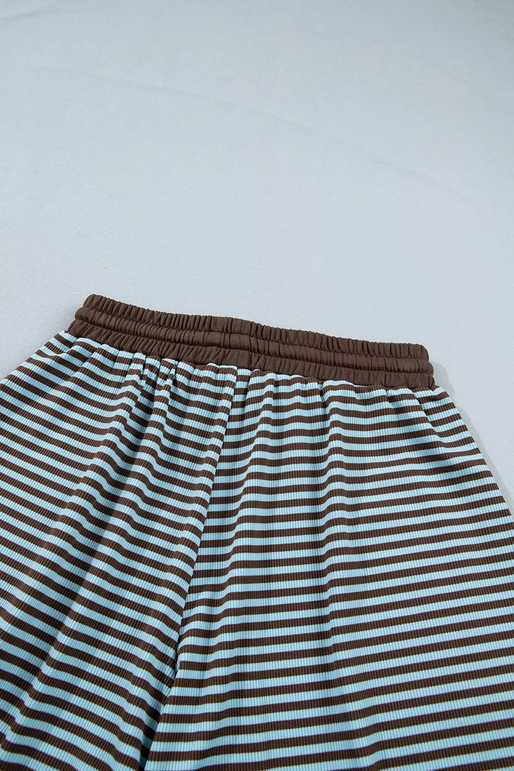 Trendsi Stripe Oversized Long Sleeve Top Drawstring Loose Shorts 2pcs Set -