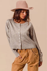 Trendsi SO ME Two Tone Leopard Vintage Print Button Up Cardigan -