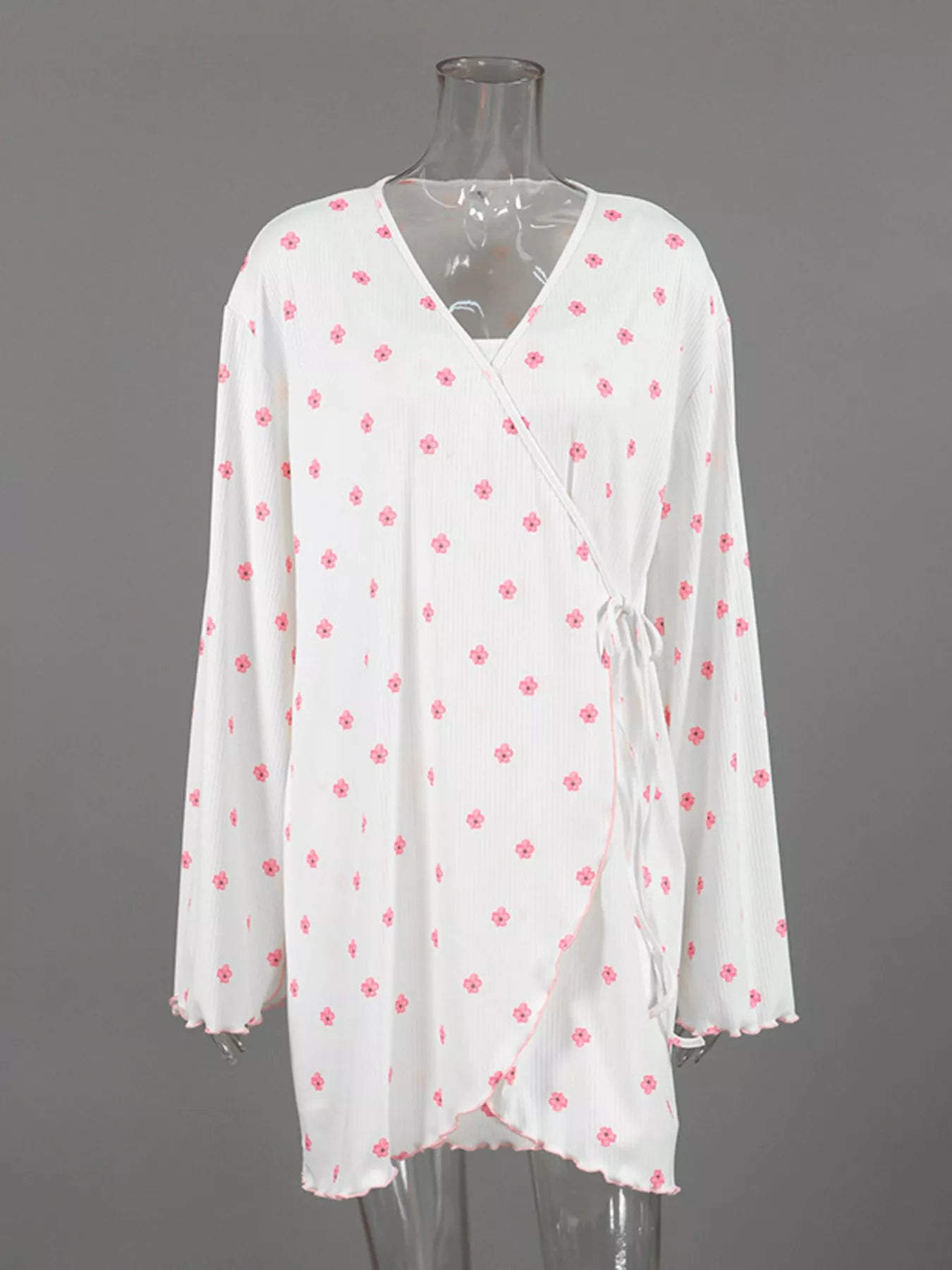 Trendsi Floral Print Cami Dress and Cardigan Lounge Set -