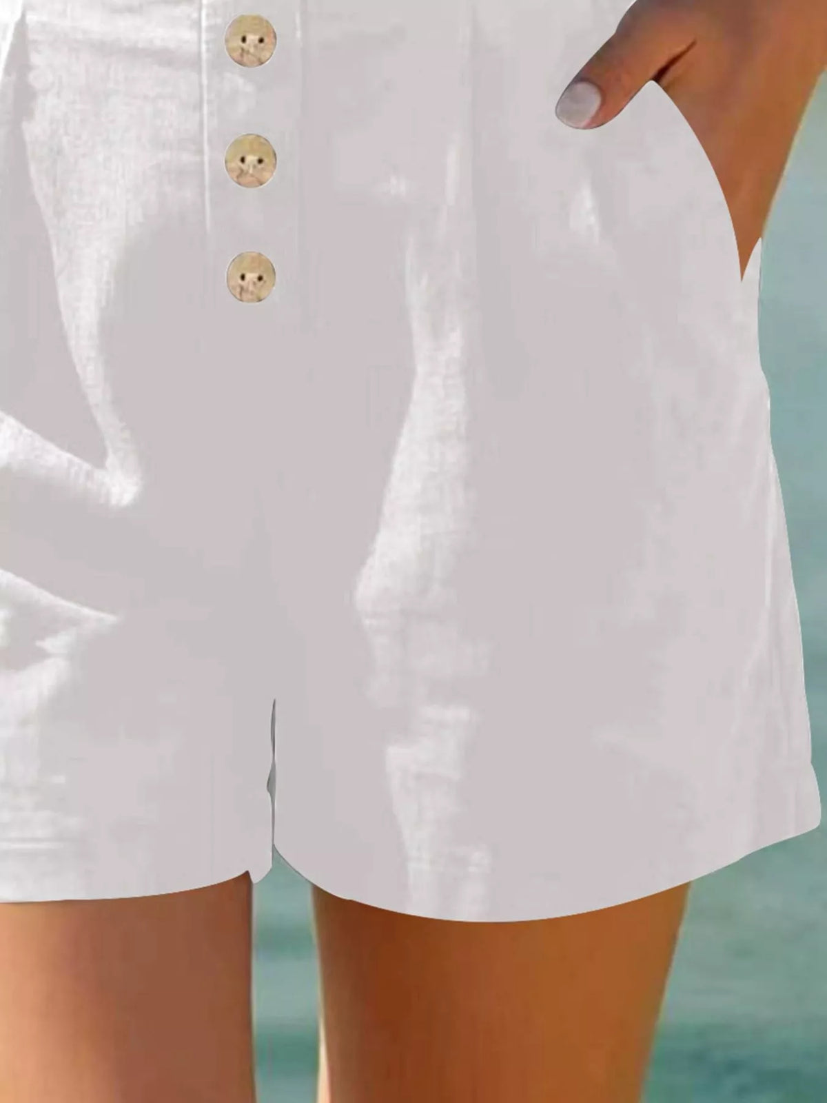 Trendsi Button Fly High Waist Shorts -