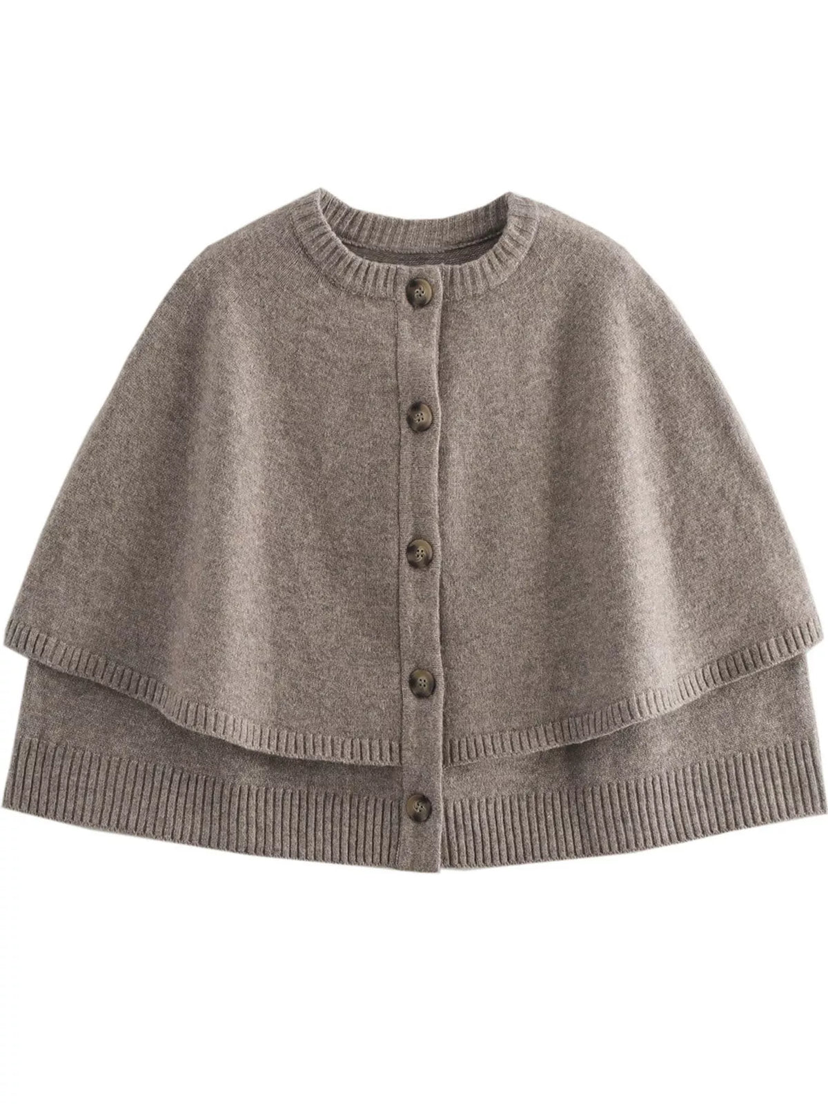 Button-Front Knit Cape Cardigan — garment front