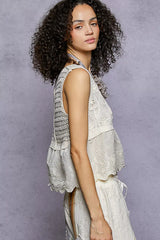 Trendsi POL Sleeveless Flowy Fit Crochet Top with Scalloped Border Accents -