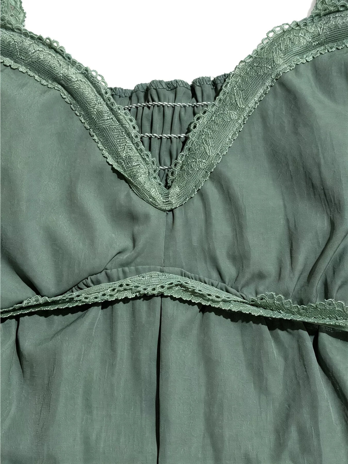 Moss wide-leg jumpsuit, lace-trim pocket detail