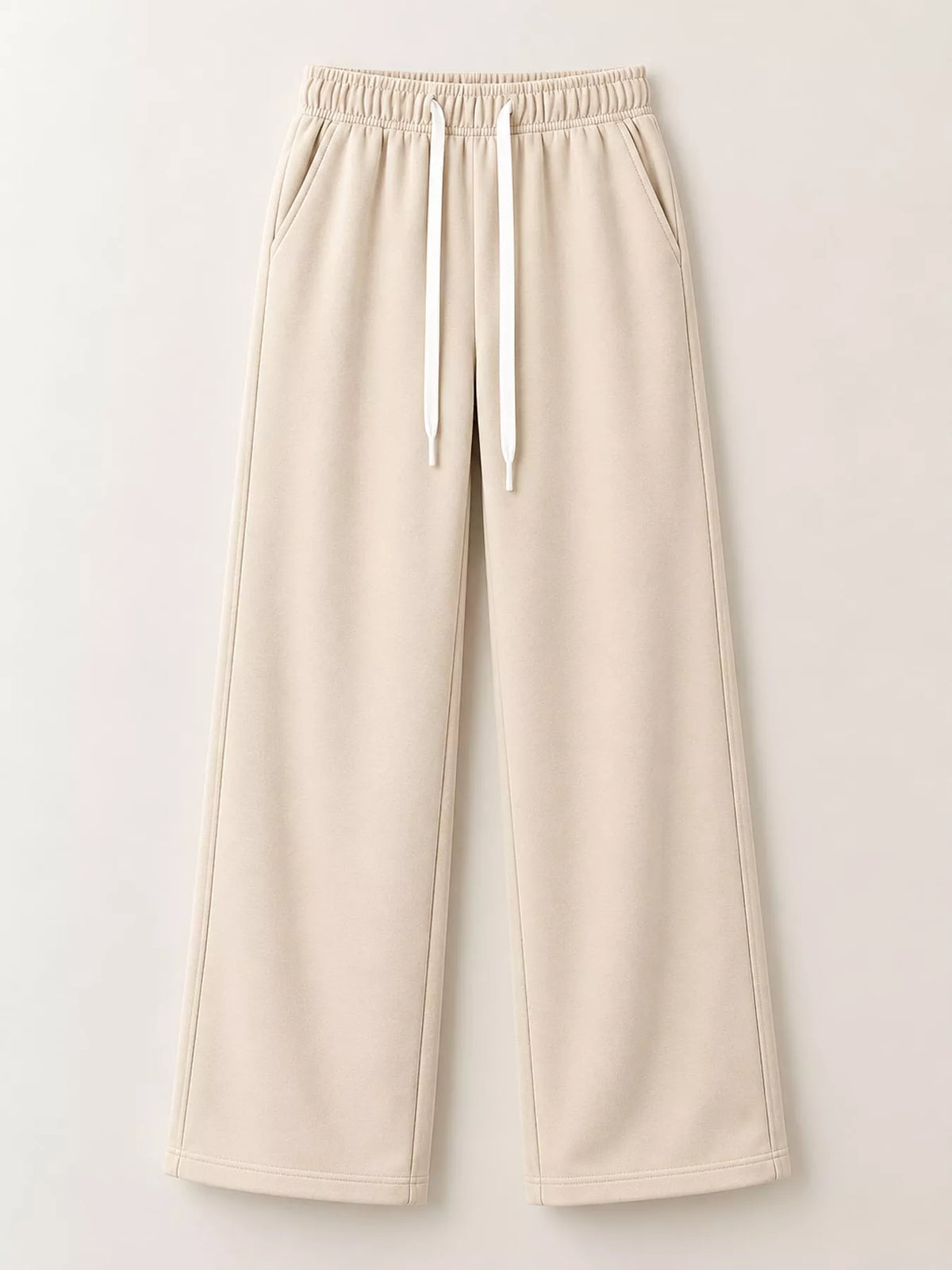 Apricot Color wide-leg pants with drawstring