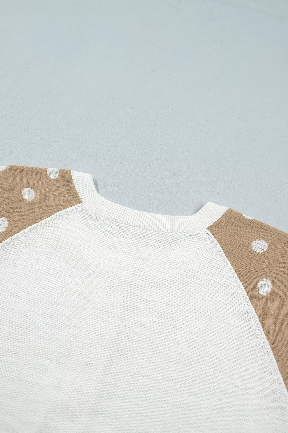 Trendsi Polka Dot Contrast Long Sleeve Button V Neck Sweater -