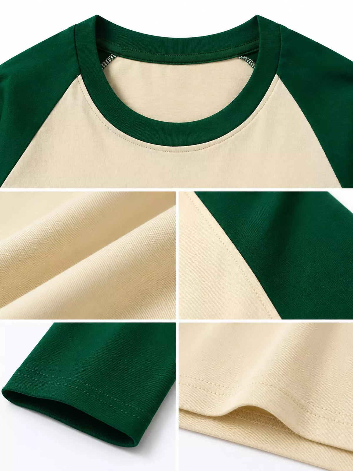 Apricot And Green contrast raglan long sleeve t-shirt, detail view