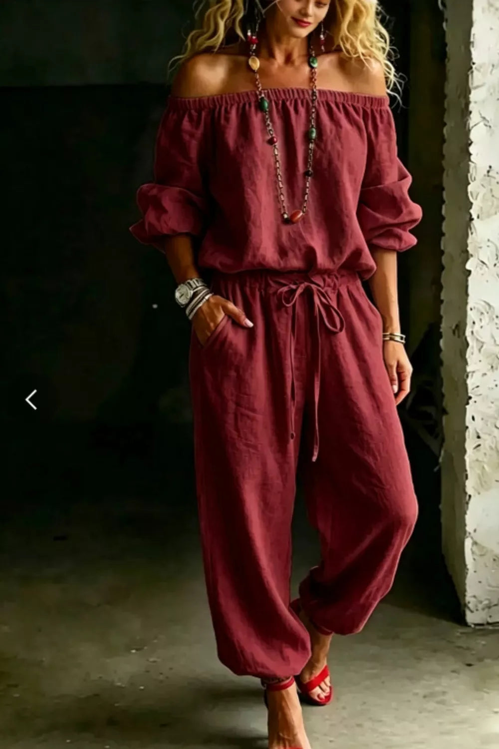 Trendsi Full Size Off-Shoulder Top and Pants Set Plus Size -