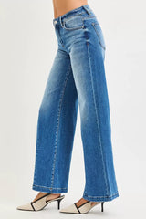 Trendsi RISEN Full Size Mid Rise Wide Leg Jeans with Flared Look Plus Size -