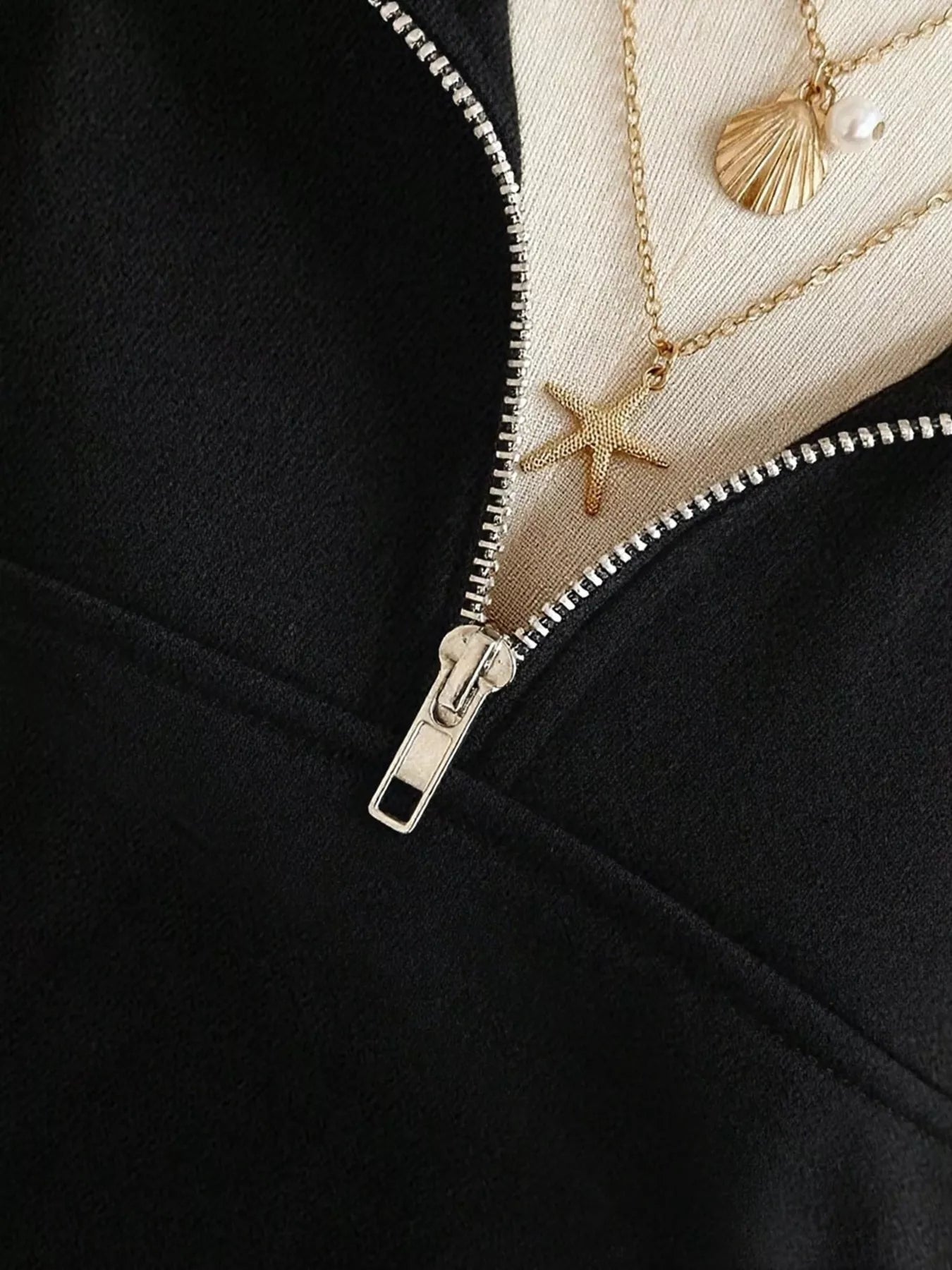 Trendsi Quarter-Zip Dropped Shoulder Sweatshirt -