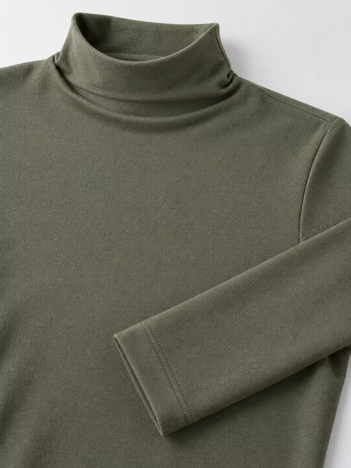 Slim-Fit Mock Neck Long Sleeve T-Shirt — garment construction details
