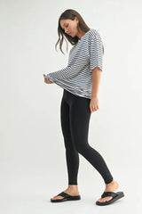 Trendsi MONO B Coastal Cotton Striped Oversized Crewneck T-Shirt -
