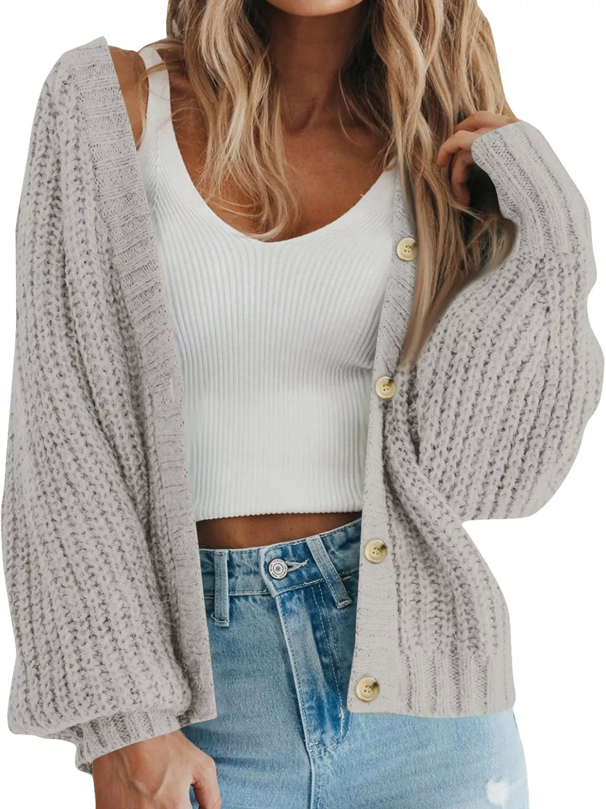 Button cardigan, light gray front