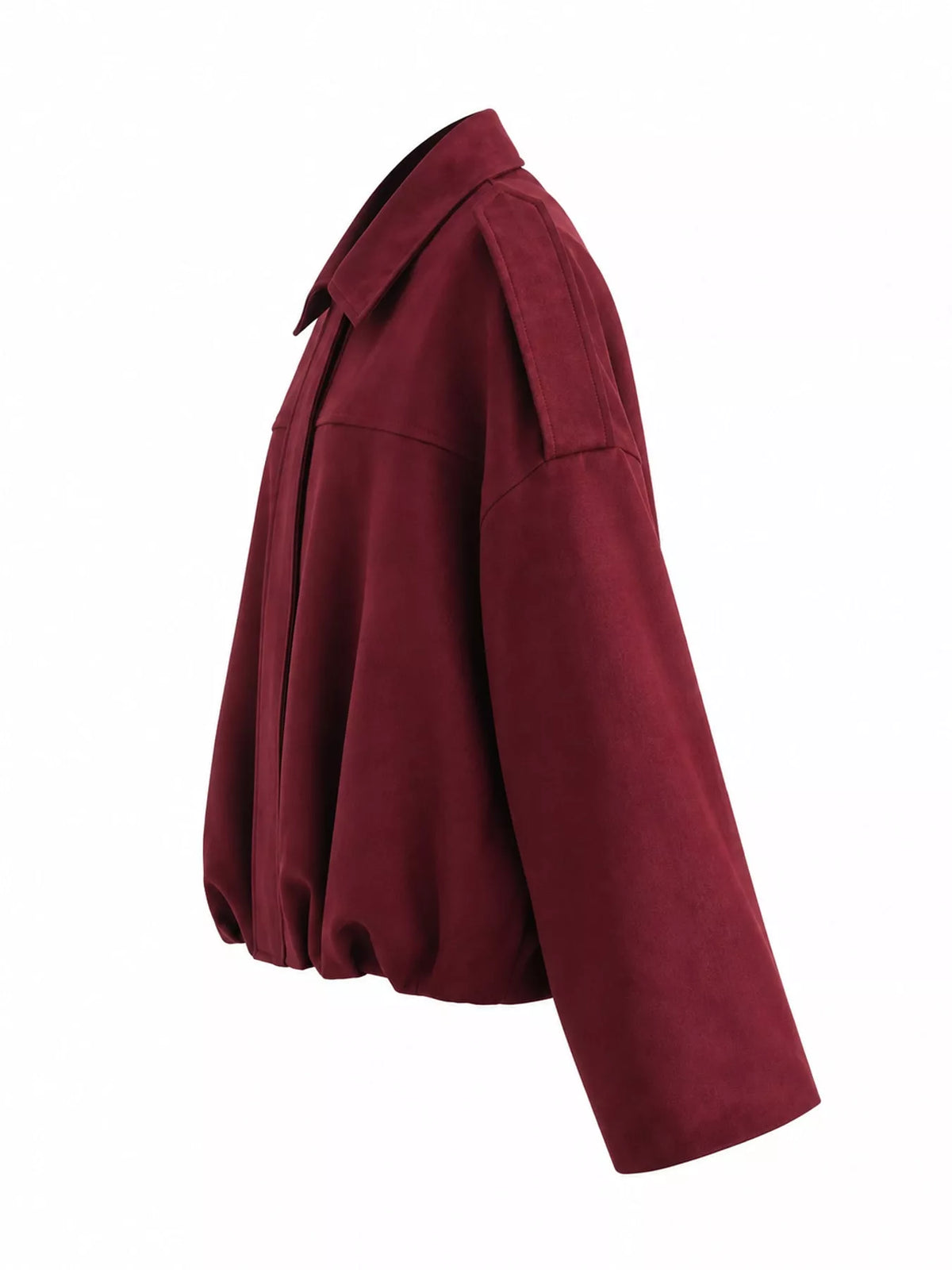 Oversized zip jacket, burgundy side