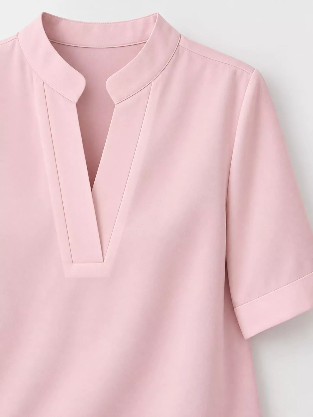 Notched-neck blouse, pink neckline