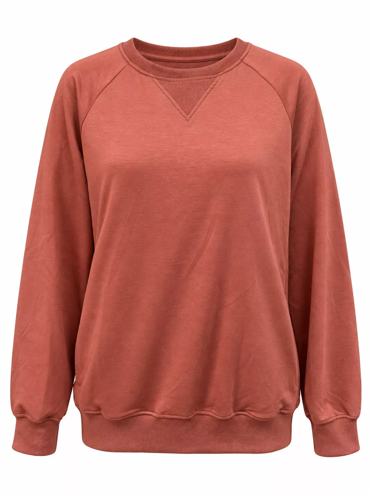 Rust crew neck raglan sleeve sweatshirt
