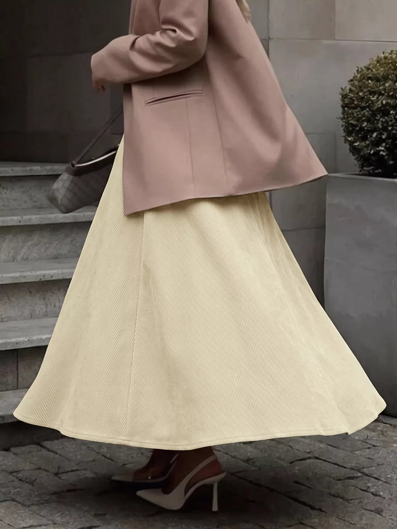 Trendsi High Waist Pleated Midi Skirt -