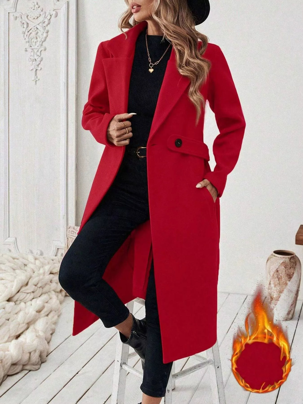 Trendsi Single-Button Longline Coat -