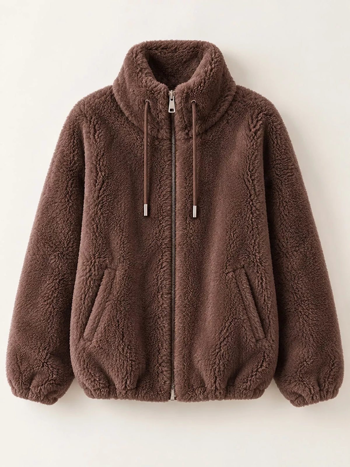 Faux-fur jacket, brown flat lay
