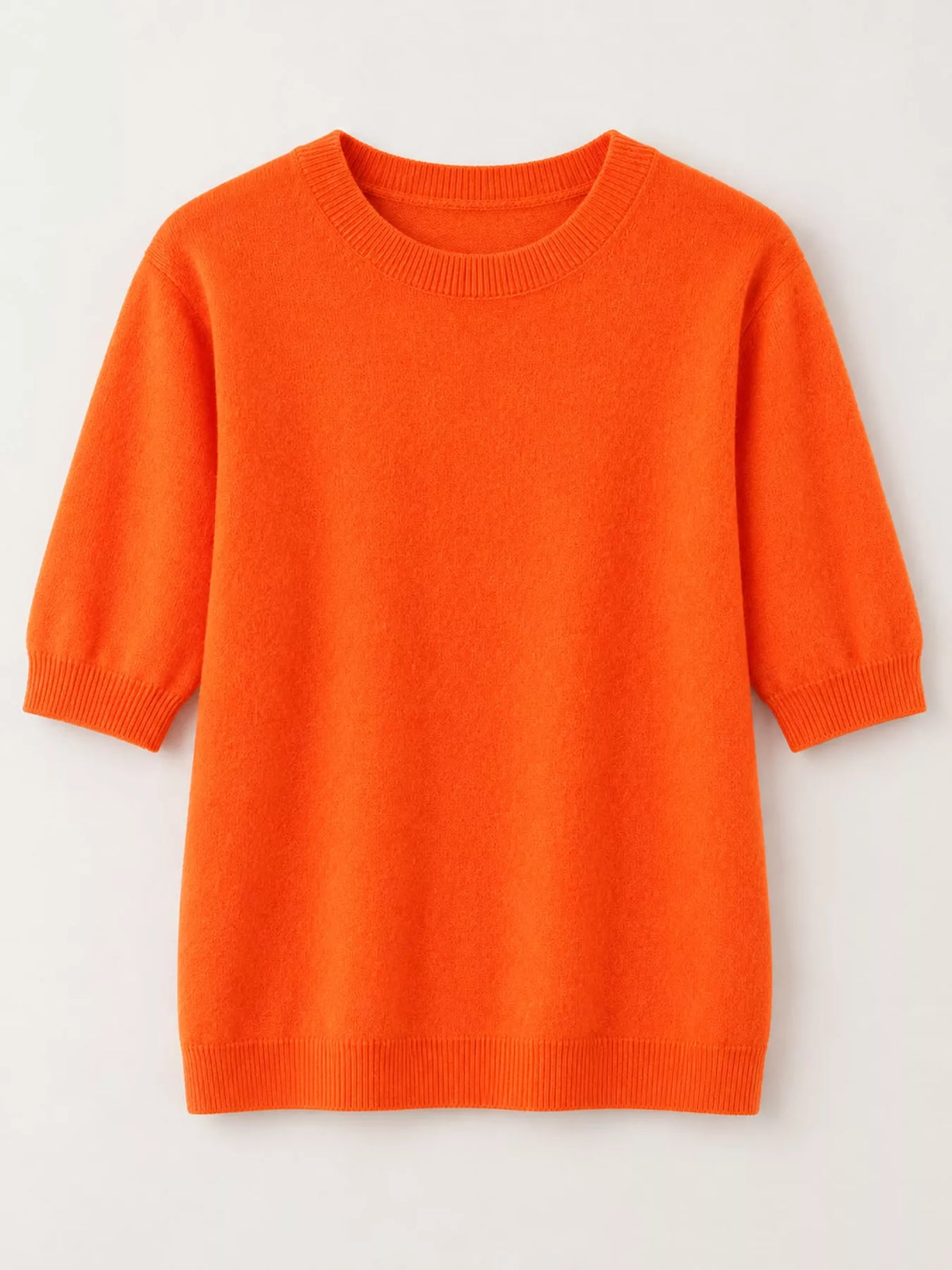 Bright Orange round neck short-sleeve sweater
