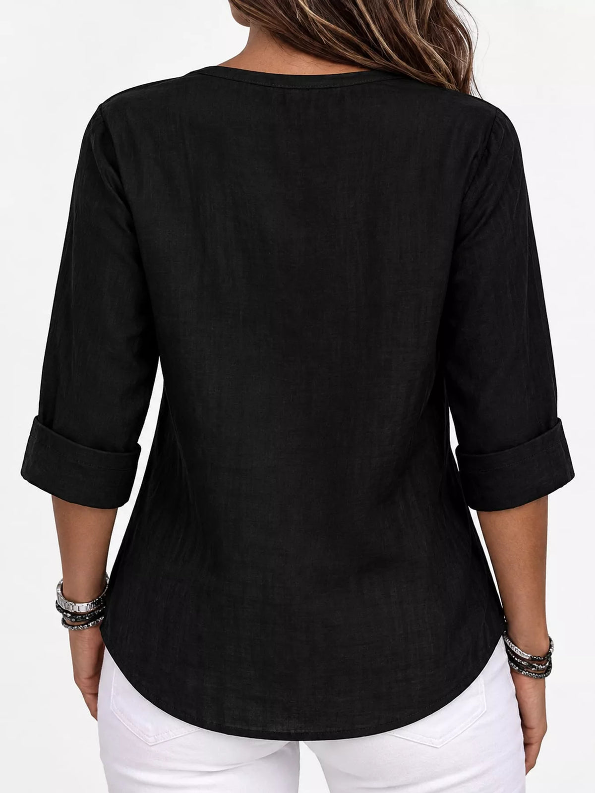 Notched-neck shirt, black back