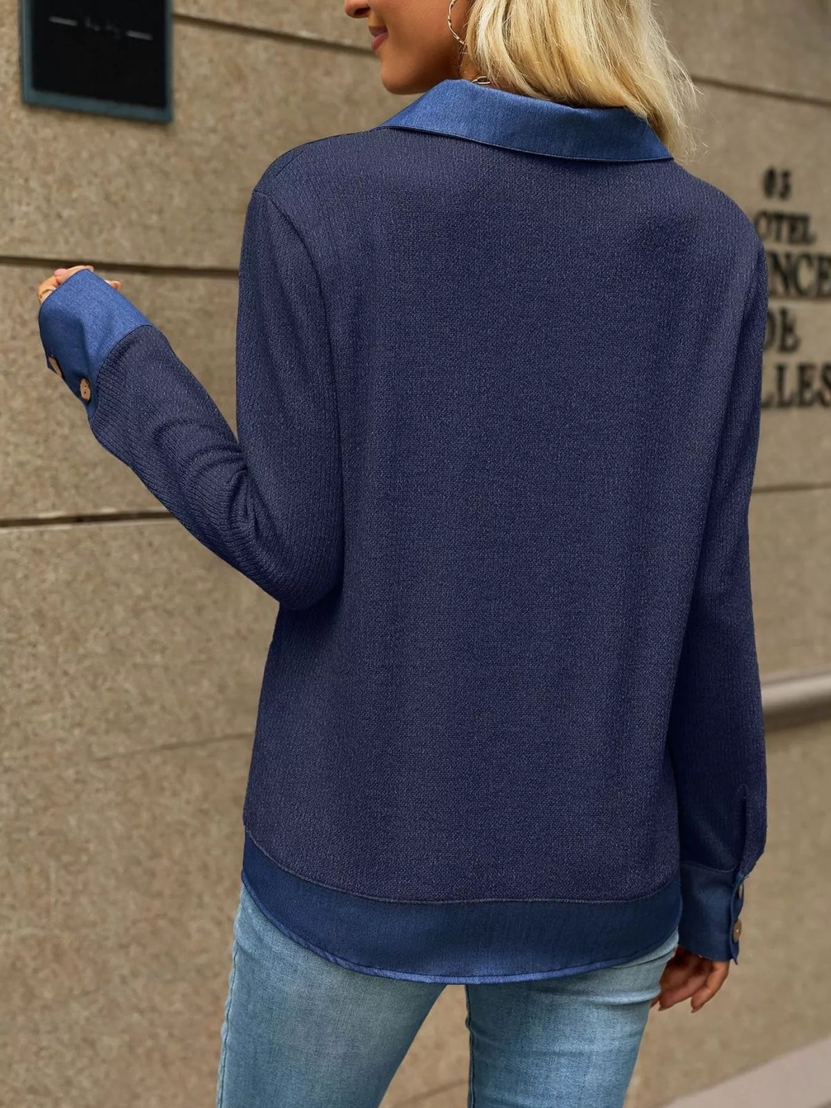 Trendsi Decor Button Long Sleeve Sweatshirt -