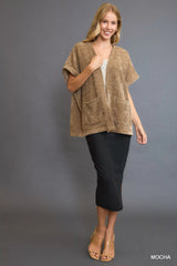 Trendsi Umgee Open Front Knit Cardigan with Front Pockets -