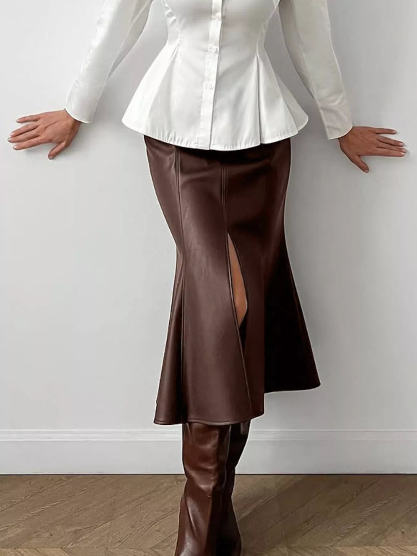 Trendsi Slit Mermaid Midi Skirt -