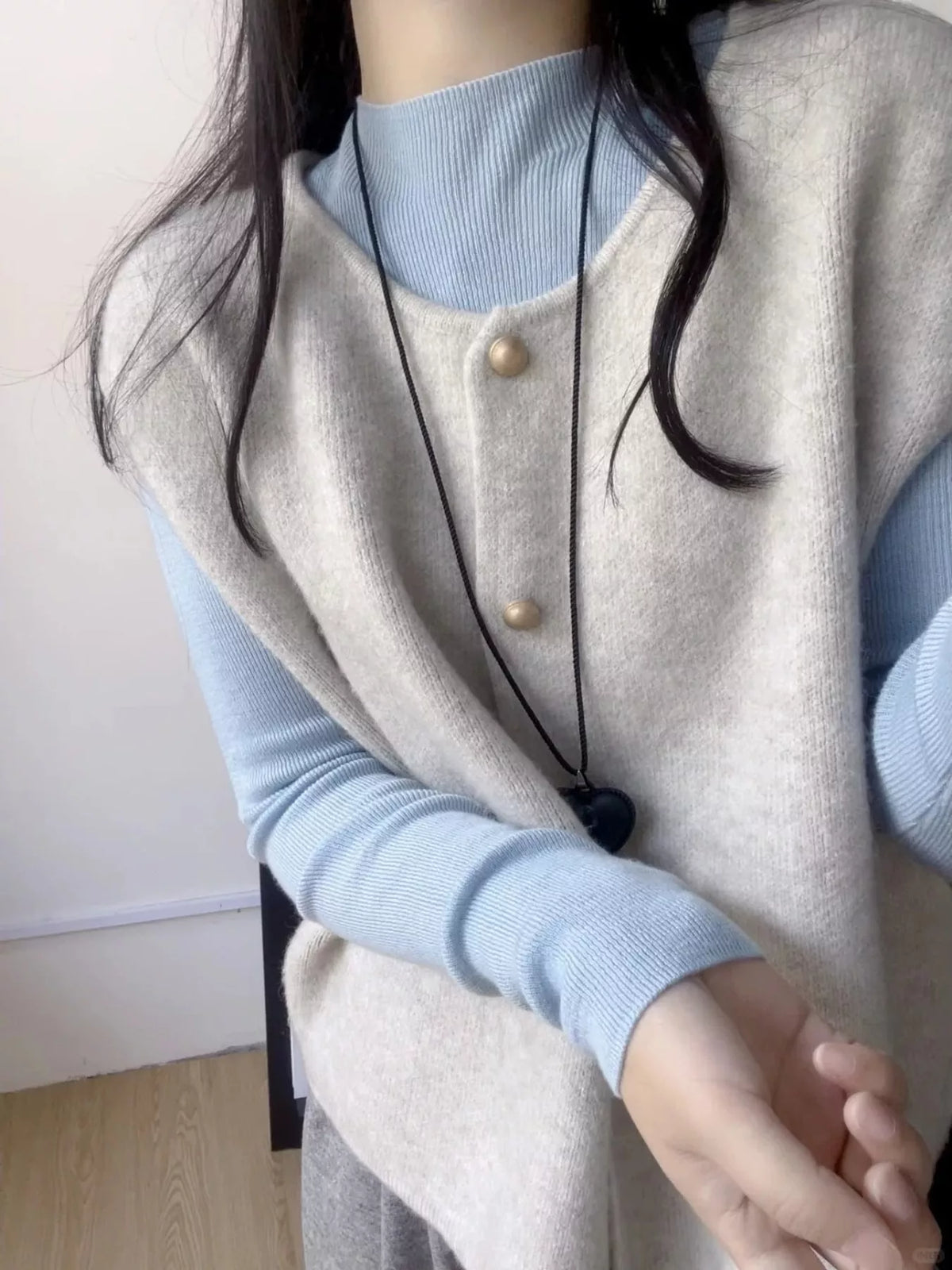 Button-Down Sweater Vest in gray