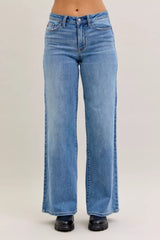 Trendsi Judy Blue Mid Rise Retro Wide Leg Jeans -