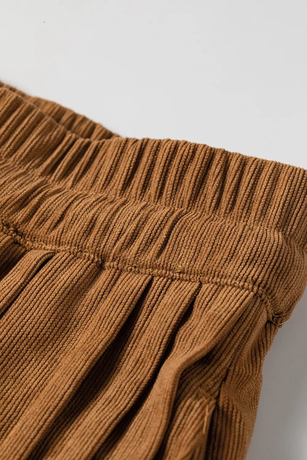 Brown button-detail wide-leg pants, elastic waistband detail