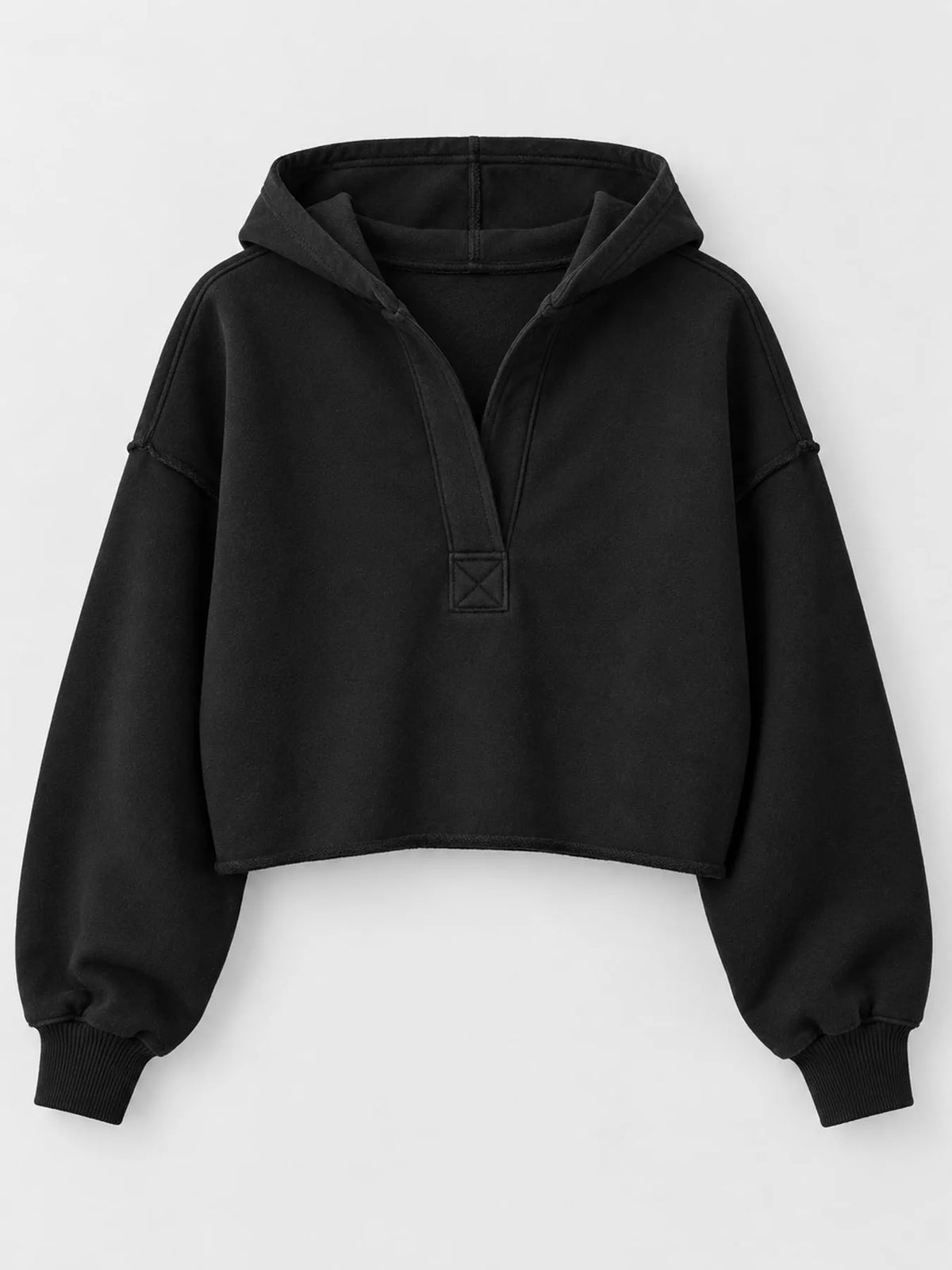 Cropped hoodie, black flat lay