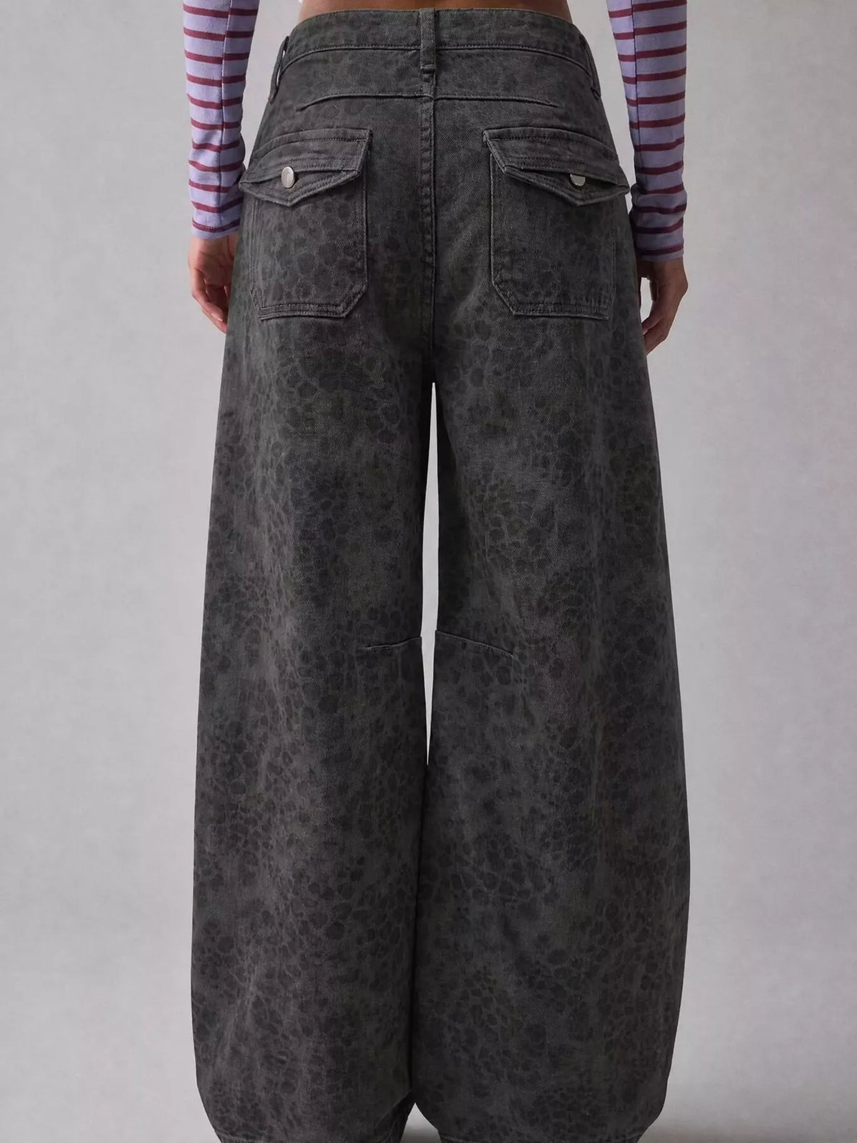 Washed High-Waist Wide-Leg Jeans, back view