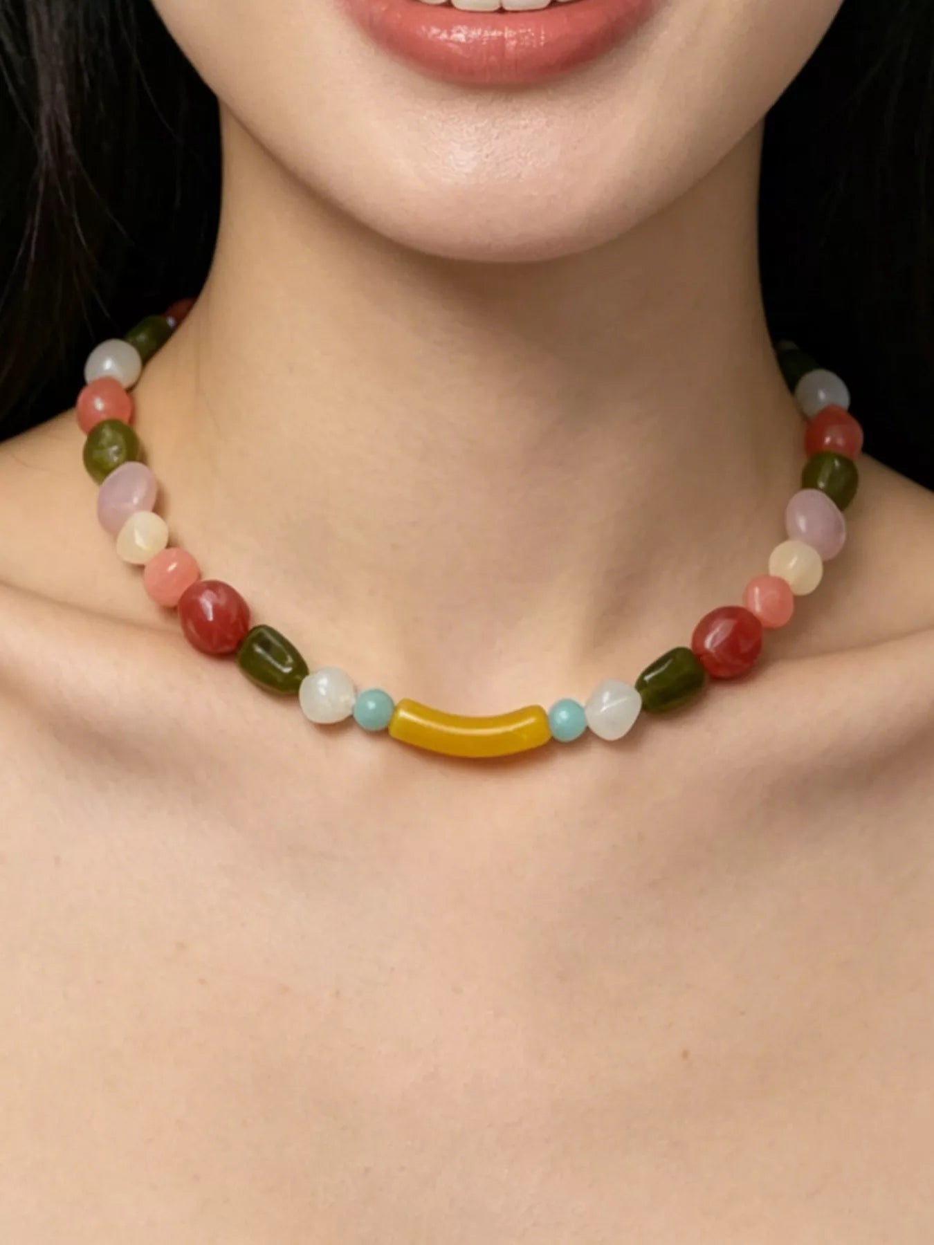 Trendsi Colorful Beaded Choker Necklace -