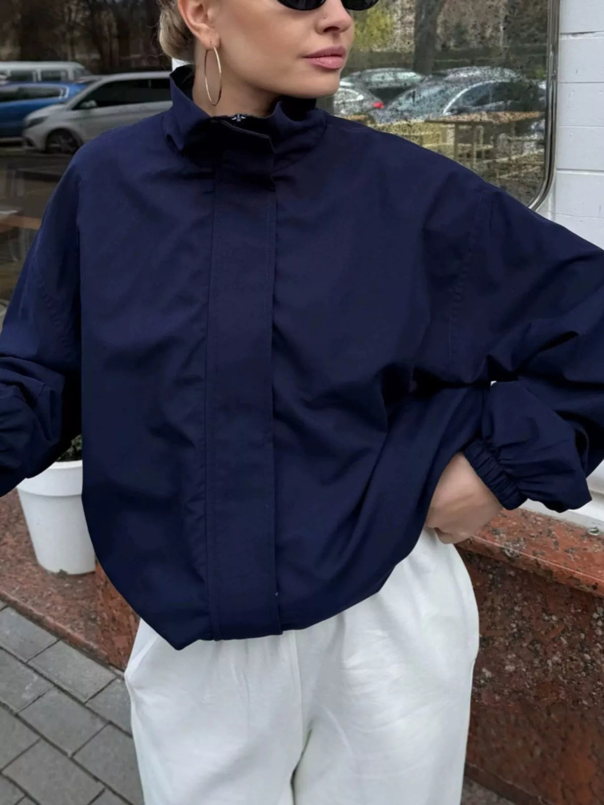 Trendsi Zip Up Dropped Shoulder Jacket -