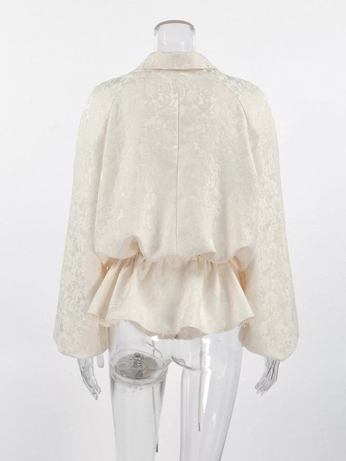 Trendsi Jacquard Zip-Up Peplum Jacket -