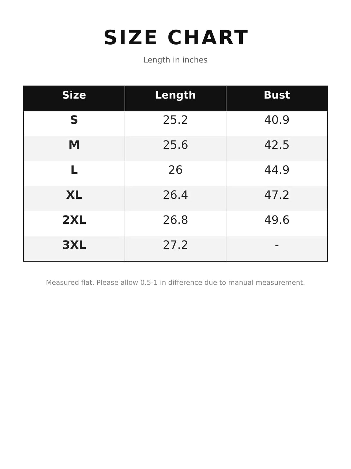 Size chart for denim-collar ribbed knit zip-up jacket