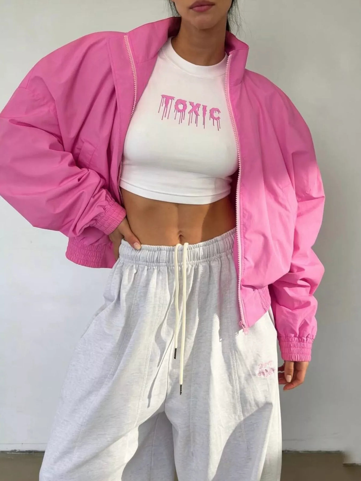 Trendsi Zip Up Oversized Bomber Jacket -
