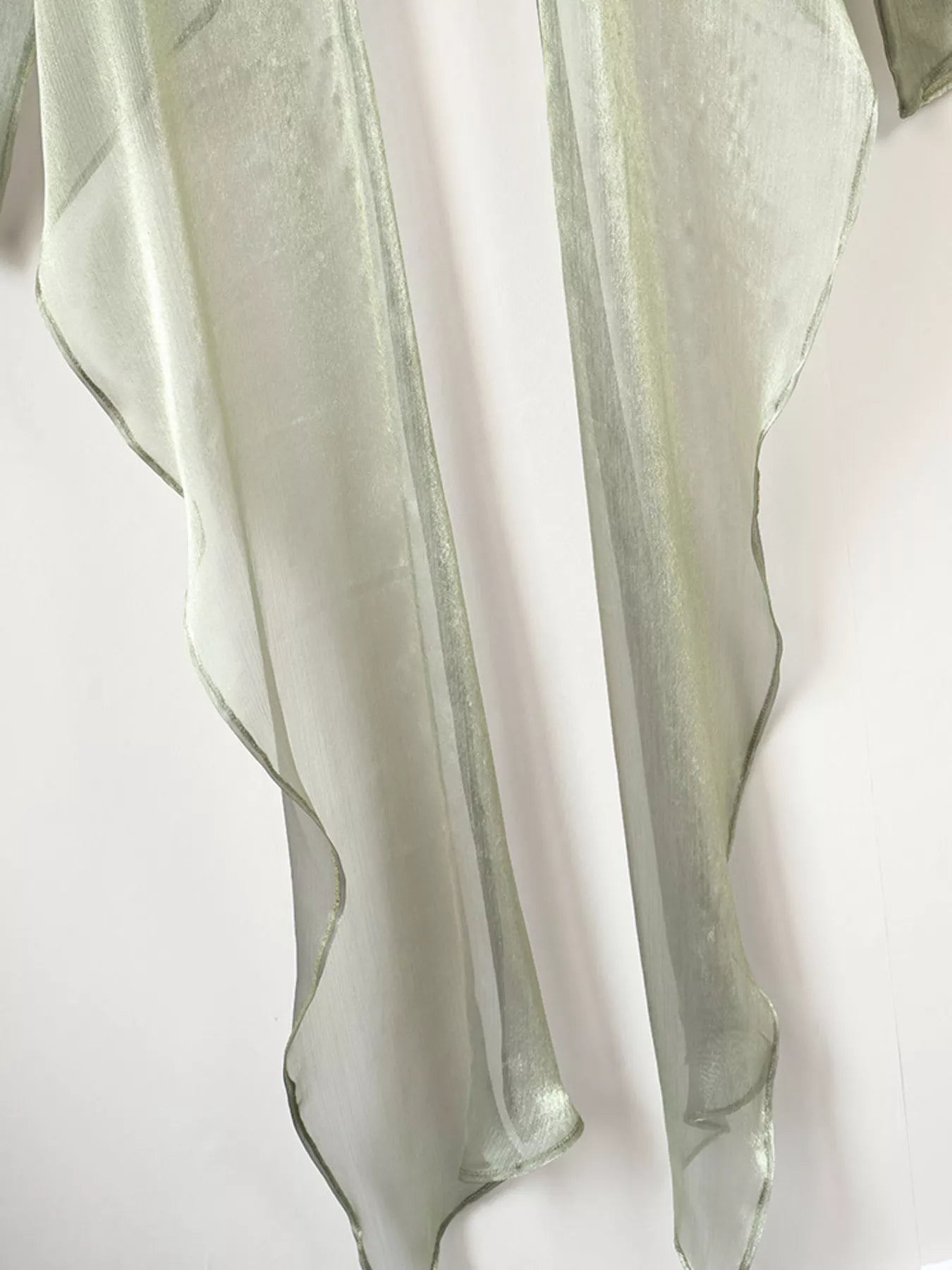 Trendsi Sheer Front Tie Detail Long Sleeve Shirt -