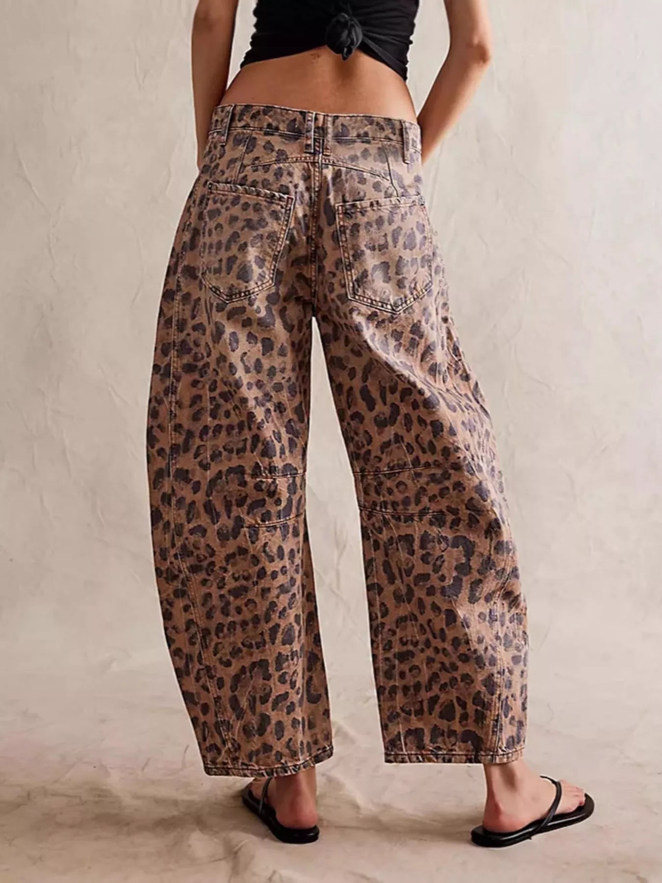Trendsi Leopard Print Wide Leg Jeans -