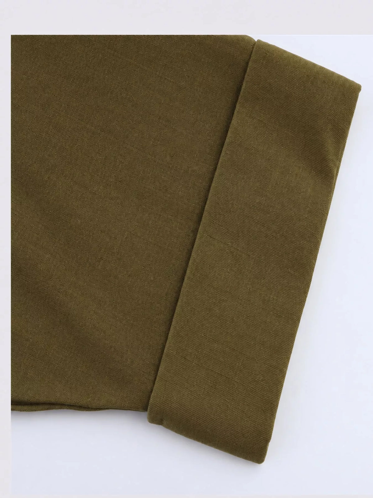 Army Green button-up three-quarter sleeve shirt