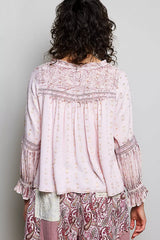 Trendsi POL Mixed-Pattern Lace Detail Blouse -