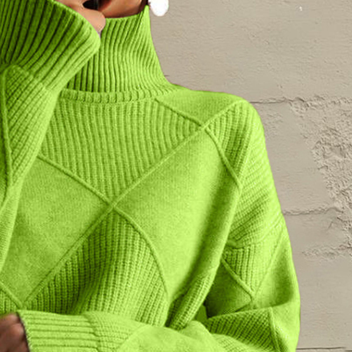 Trendsi Geometric Turtleneck Long Sleeve Sweater -