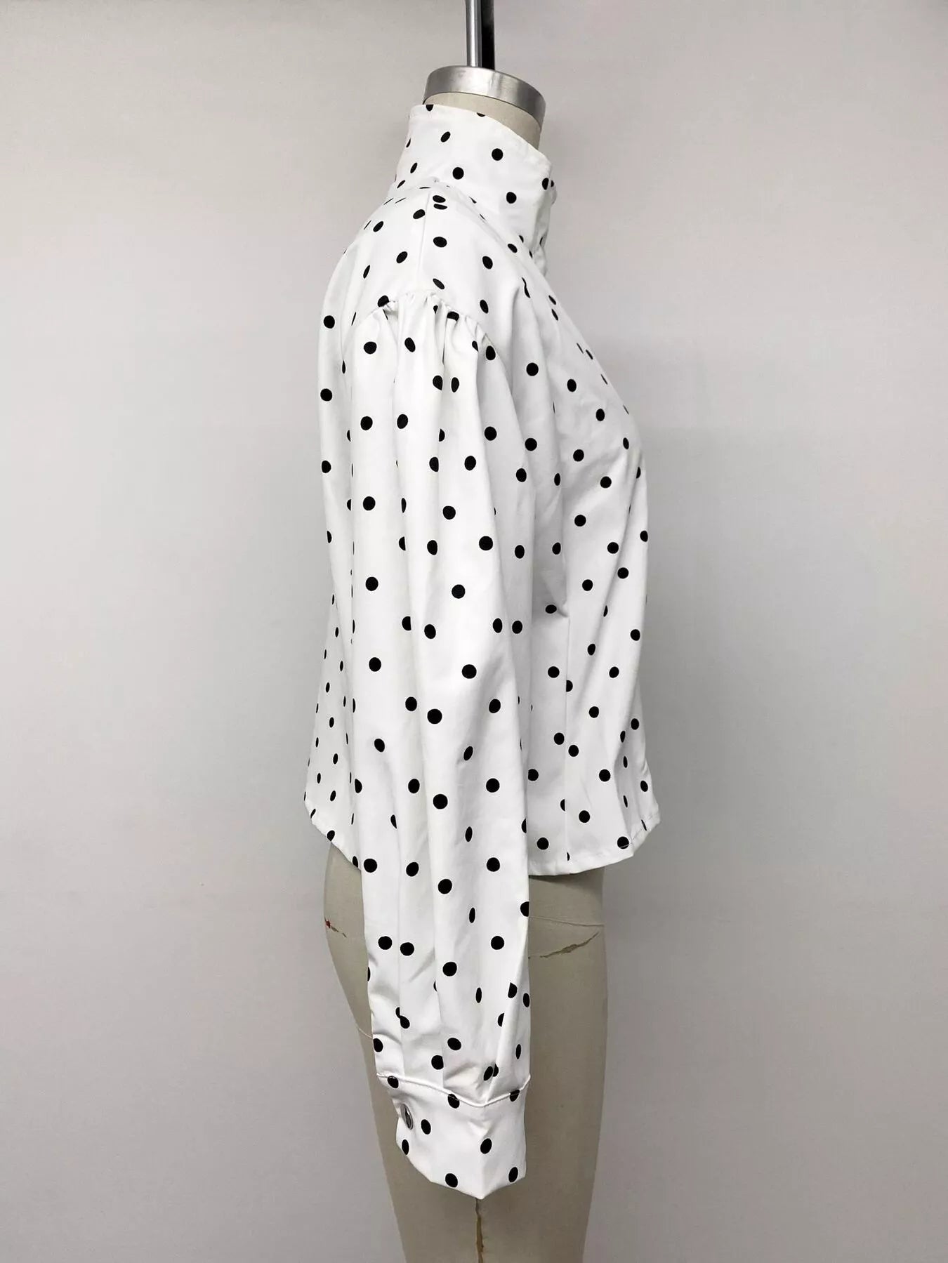 Trendsi Polka Dot Zip Up Cropped Jacket -