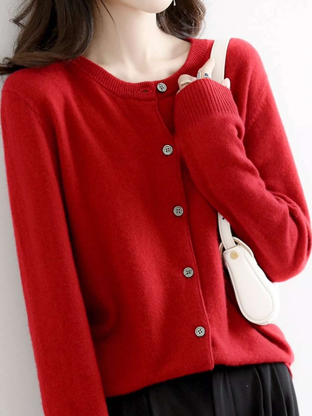Button-down cardigan, red front