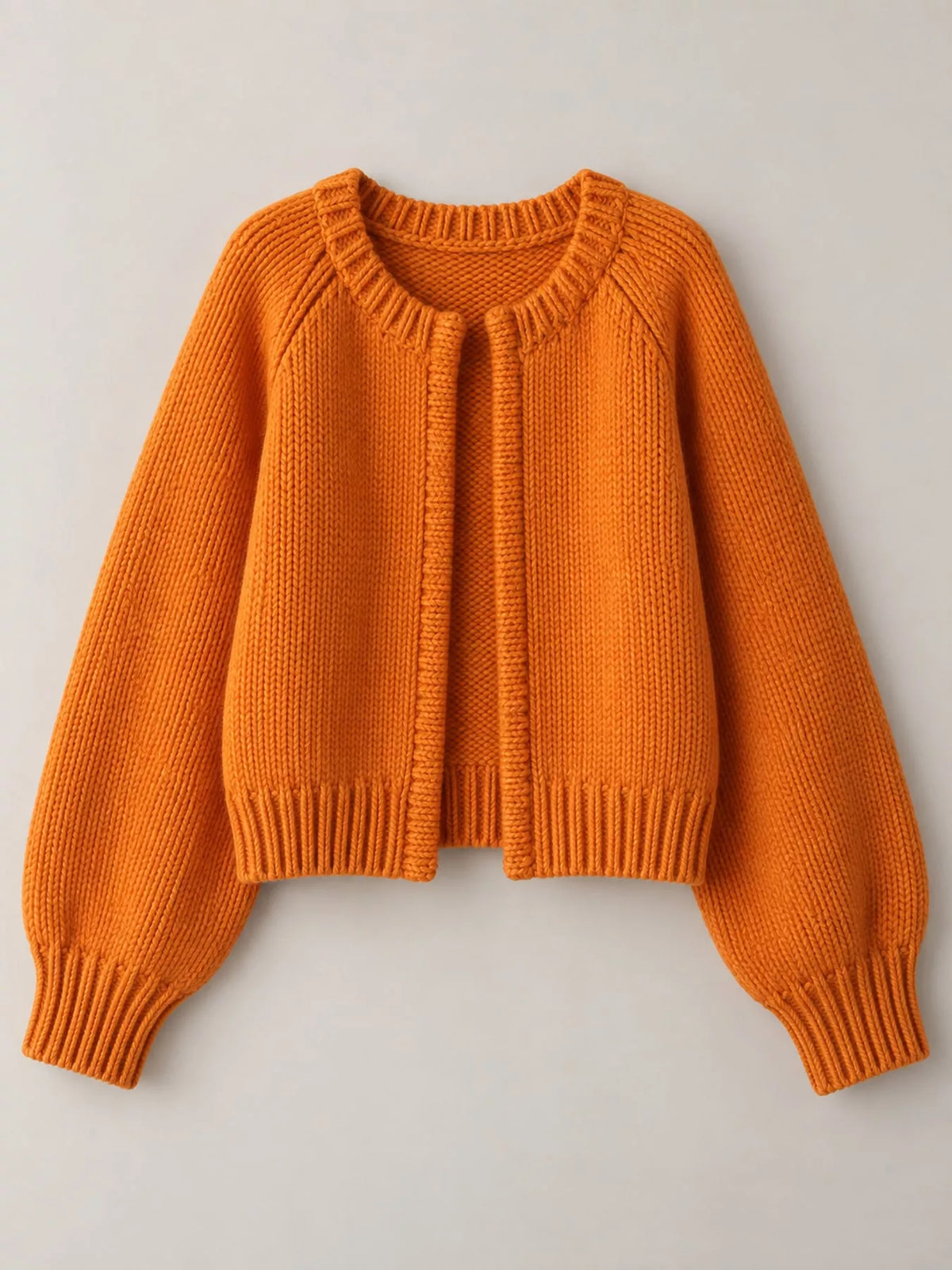 Ribbed-hem cardigan, orange flat front