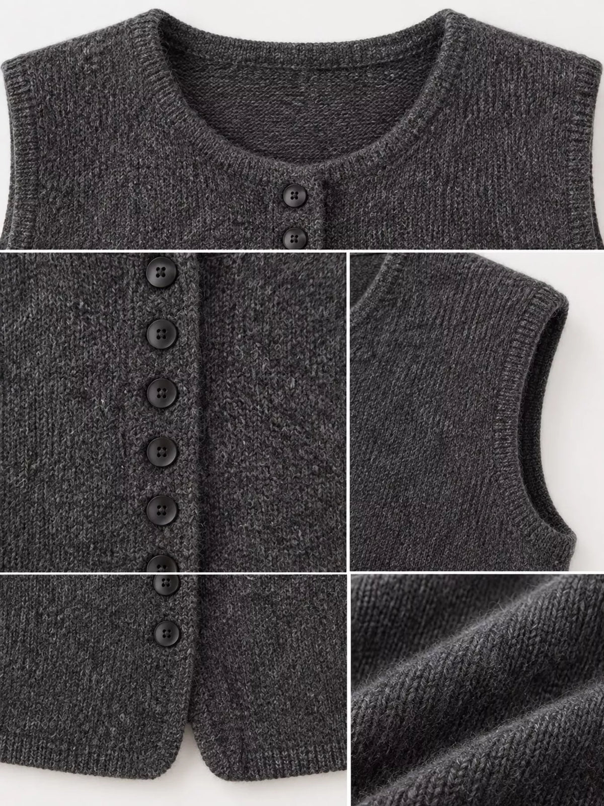 Sleeveless sweater vest, garment detail