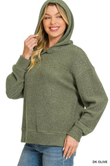 Trendsi Zenana Brushed Ribbed Hacci Hoodie -
