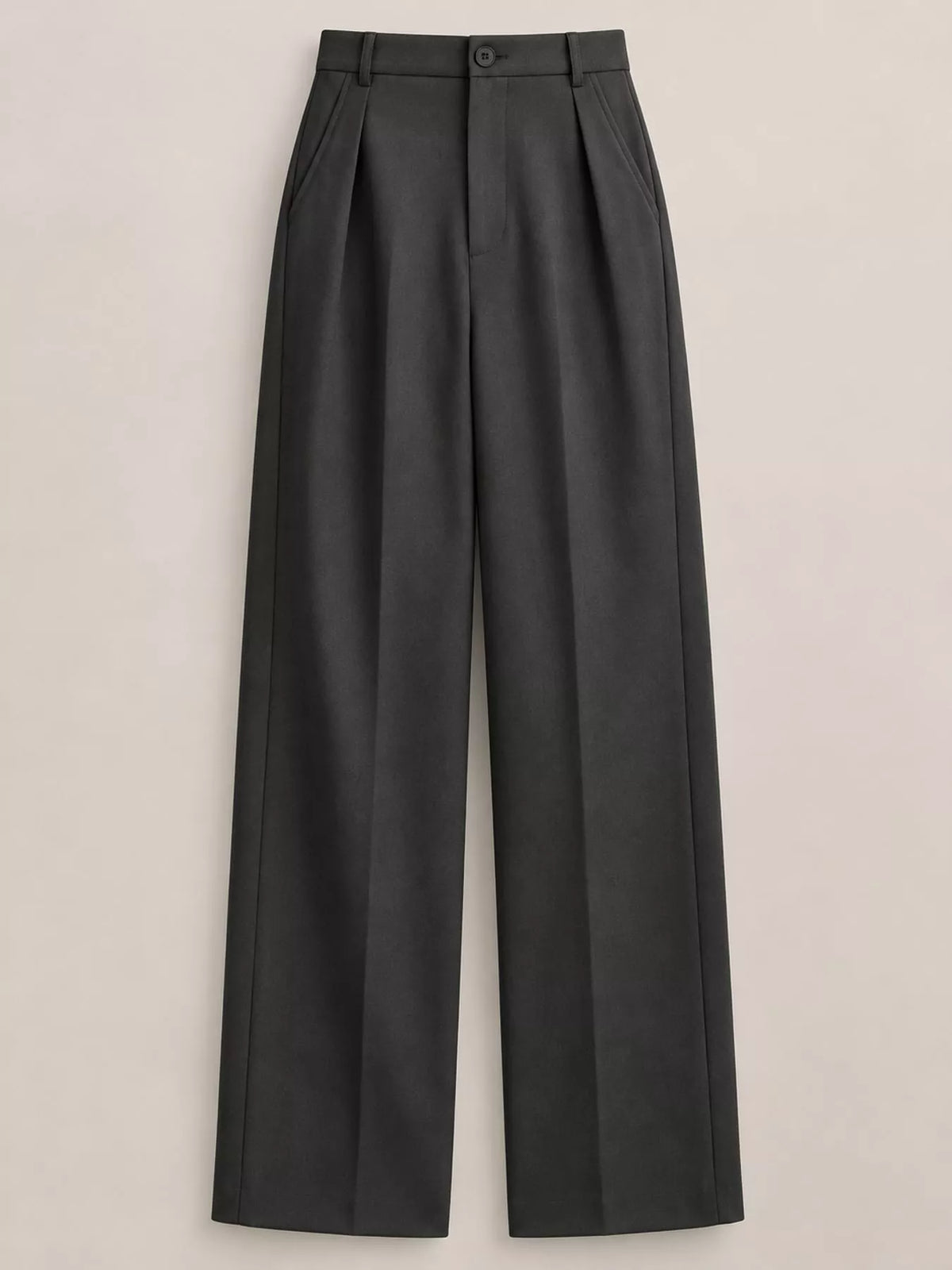 Women's Pleated Wide-Leg Trousers in gray — flat lay view